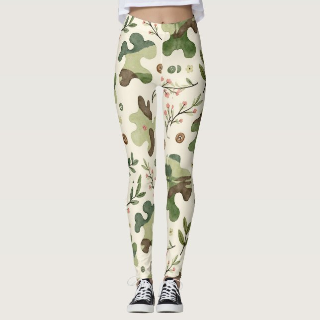 Leggings Motif Camouflage simple Sprigs Floraux (Devant)