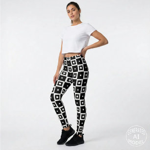 Leggings Motif Carré contemporain tendance noir et blanc