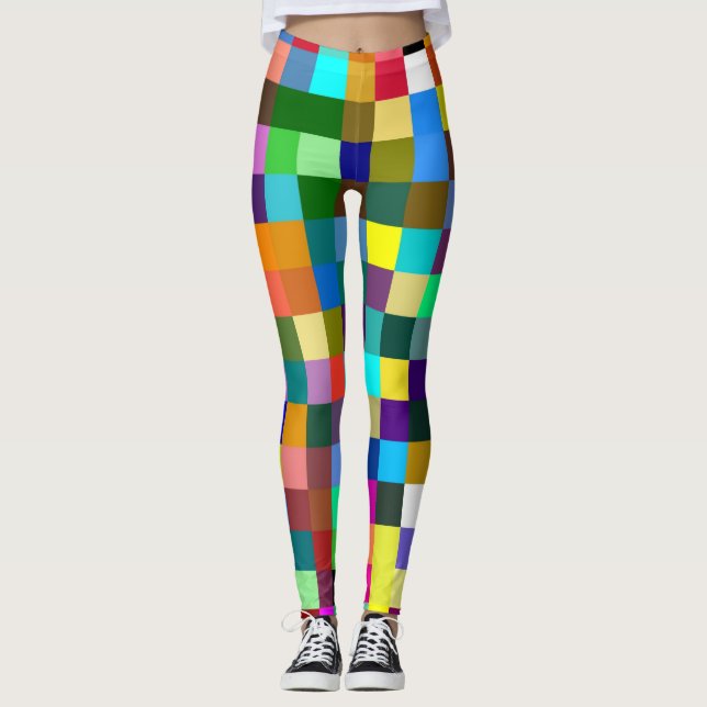 Leggings Motif Carré couleur rétro #15 (Devant)