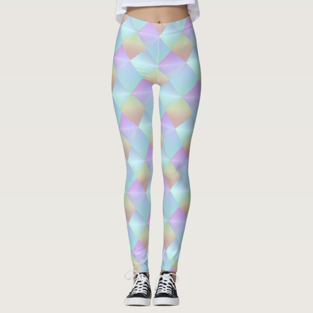 Leggings Motif Carré Pastel (Devant)