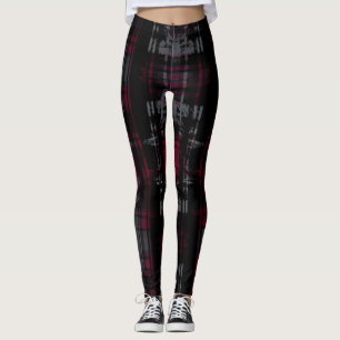 Leggings Motif carreau Gothique Sombre Déchiqueté Grunge