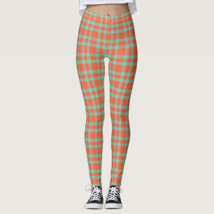 Leggings Motif carreaux aquamarine corail