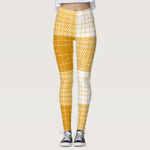 Leggings Motif carreaux jaune et blanc gras