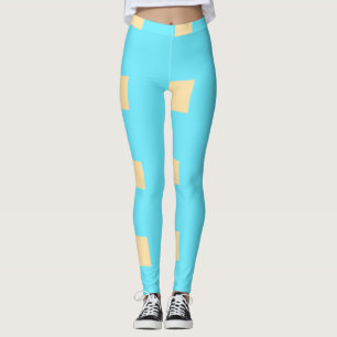 Leggings Motif carreaux pêche bleu simple rétro rustique él