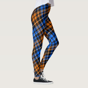 Leggings Motif carreaux tartan orange bleu noir