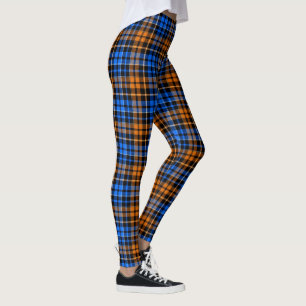 Leggings Motif carreaux tartan orange bleu noir