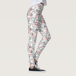Leggings Motif Cercle Abstrait noir et rouge