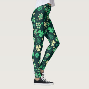 Leggings Motif chanceux vert-foncé de shamrock de St