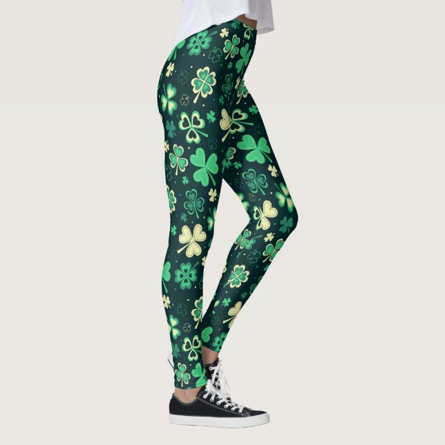 Leggings Motif chanceux vert-foncé de shamrock de St (Droite)