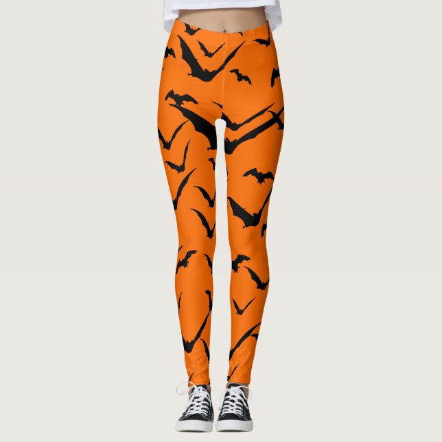 LEGGINGS MOTIF CHAUVES-SOURIS HALLOWEEN SANS COUTURE   (Devant)