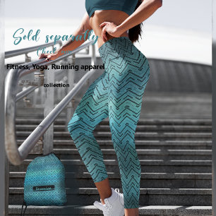 Leggings Motif Chevron noir avec dégradé bleu
