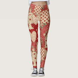 Leggings Motif Chic Red Patchwork