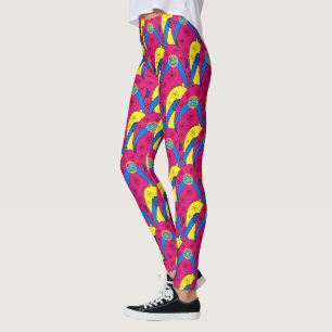 Leggings Motif Chic rose Chaud Jaune à plusieurs tongs