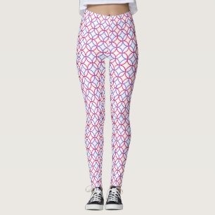 Leggings Motif circulaire géométrique en rouge et bleu
