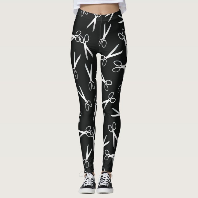 Leggings Motif ciseau argent et noir (Devant)