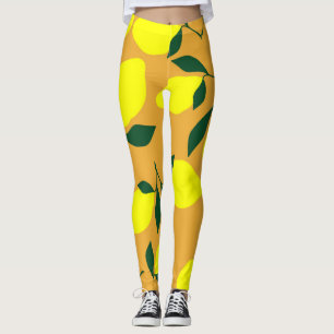 Leggings Motif citron simple, arrière - plan orange.
