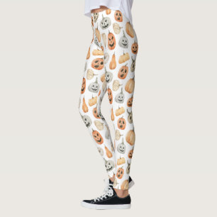 Leggings Motif Citrouille d'aquarelle amusant