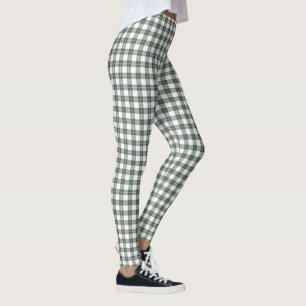 Leggings Motif classique vert foncé et blanc plaid