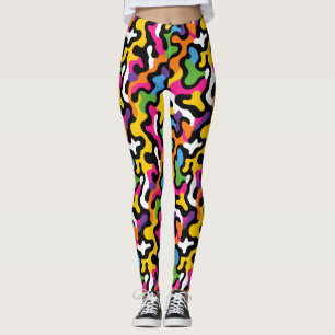 Leggings Motif coloré à l'esthétique rétro perruques funky