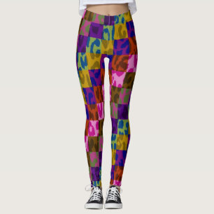 Leggings Motif coloré de peau de léopard #24