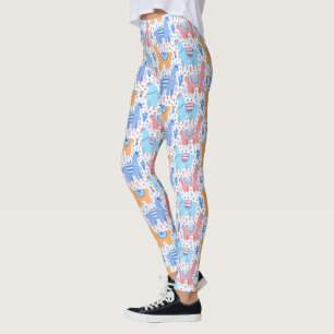 Leggings Motif coloré lumineux d'alpaga