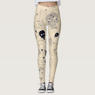 Leggings Motif crâne de sucre cosmique noir
