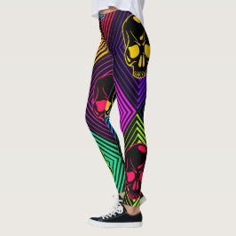 Leggings Motif crâne géométrique néon