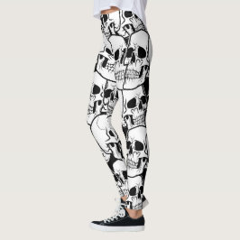 Leggings Motif crâne noir et blanc