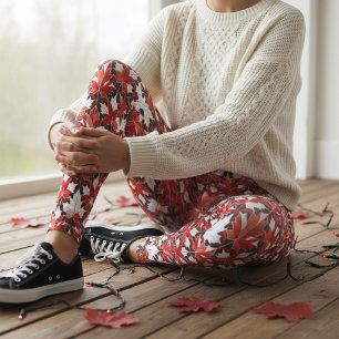 Leggings Motif créatif de la feuille d'érable canadienne ID