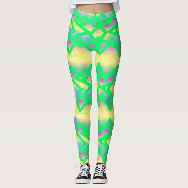 Leggings Motif crossover vert à la menthe avec citron (Devant)