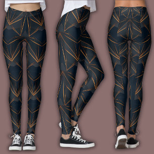 Leggings Motif Cyber Abstrait Néon Cuivre Brillant