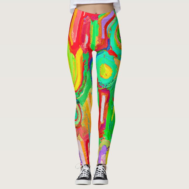 Leggings Motif d'abstraction coloré (Devant)