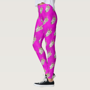 Leggings Motif D'Âne Rose Chaud Et Violet,
