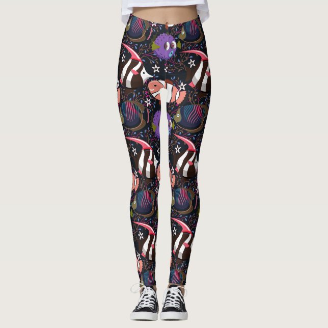 Leggings Motif d'animaux aquatiques | vie sous-marine océan (Devant)