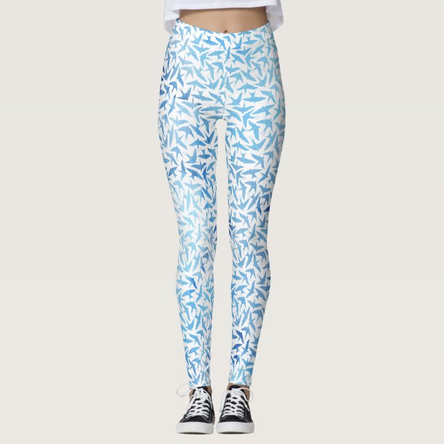 Leggings Motif d'aquarelle bleu clair (Devant)