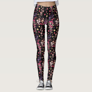 Leggings Motif d'aquarelle de nuit d'automne