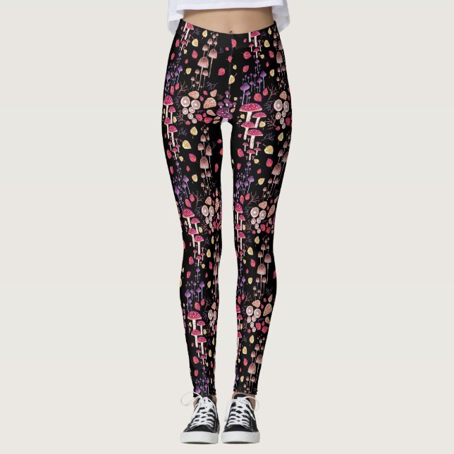 Leggings Motif d'aquarelle de nuit d'automne (Devant)