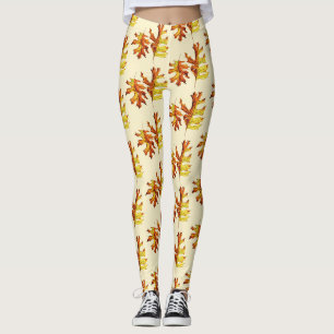 Leggings Motif d'aquarelle des feuilles d'automne