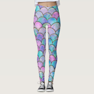 Leggings Motif d'aquarelle japonais à échelle de sirène