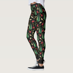 Leggings Motif d'arbre de Noël capricieux Noir