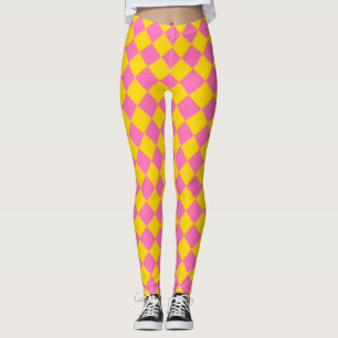 Leggings Motif d'arlequins carrosserie rose-jaune