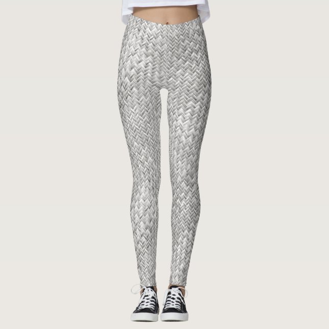 Leggings Motif d'armure de panier géométrique de Faux - (Devant)