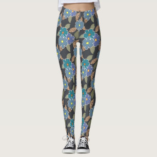 Leggings Motif d'art floral avec fleurs à perches