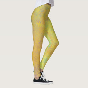 Leggings Motif d'art marbré jaune doré brillant