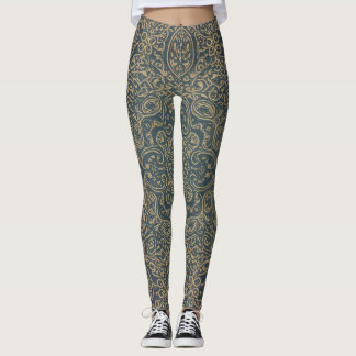 Leggings Motif d'artisan en vert forêt Lotus Paisley