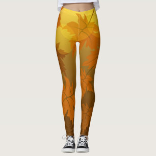 Leggings Motif d'automne avec feuilles d'érable en chute et