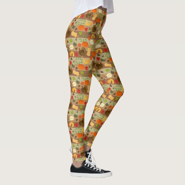 Leggings Motif d'automne de la Turquie de courge d'automne (Droite)