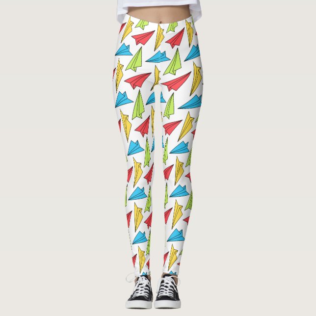 Leggings Motif d'avions en papier coloré (Devant)