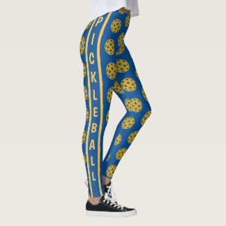 Leggings Motif de balle de pickleball bleu et jaune