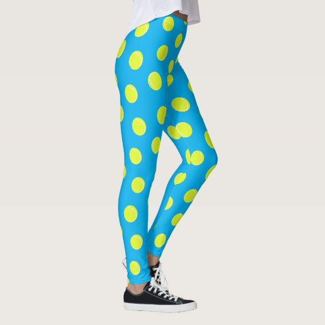 Leggings Motif de balle de tennis sur Sky Blue (Droite)